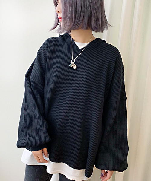 apres jour（アプレジュール）の「ワッフルフードトップス【ZOZOTOWN限定アイテム】（Tシャツ/カットソー・レディース・ブラック/ベージュ/クリーム・フリー）」の9枚目の写真