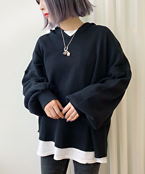 apres jour（アプレジュール）の「ワッフルフードトップス【ZOZOTOWN限定アイテム】（Tシャツ/カットソー・レディース・ブラック/ベージュ/クリーム・フリー）」の10枚目の写真