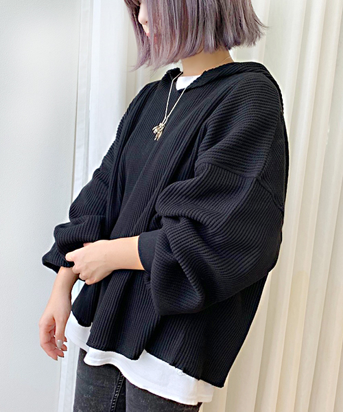 apres jour（アプレジュール）の「ワッフルフードトップス【ZOZOTOWN限定アイテム】（Tシャツ/カットソー・レディース・ブラック/ベージュ/クリーム・フリー）」の11枚目の写真