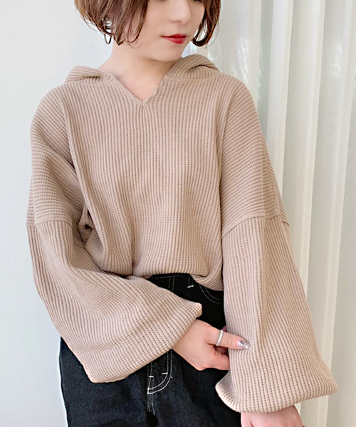 apres jour（アプレジュール）の「ワッフルフードトップス【ZOZOTOWN限定アイテム】（Tシャツ/カットソー・レディース・ブラック/ベージュ/クリーム・フリー）」の13枚目の写真