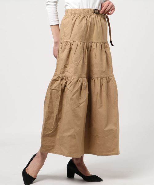 Gramicci（グラミチ）の「GRAMICCI / グラミチ ウェザーティアードスカート WEATHER TIERED SKIRT（スカート・レディース・ブラック/オリーブ/サンドベージュ/ドット/ネイビー・M）」の9枚目の写真