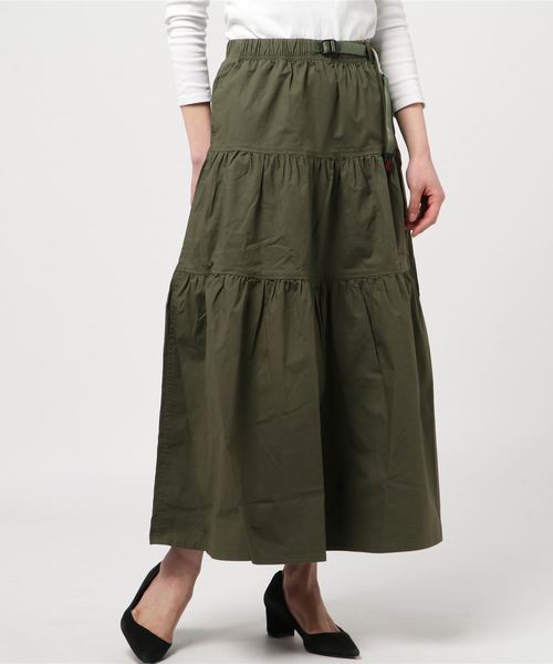 Gramicci（グラミチ）の「GRAMICCI / グラミチ ウェザーティアードスカート WEATHER TIERED SKIRT（スカート・レディース・ブラック/オリーブ/サンドベージュ/ドット/ネイビー・M）」の10枚目の写真