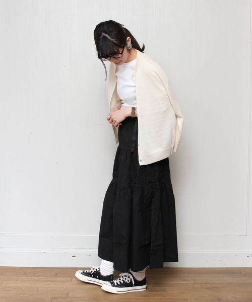 Gramicci（グラミチ）の「GRAMICCI / グラミチ ウェザーティアードスカート WEATHER TIERED SKIRT（スカート・レディース・ブラック/オリーブ/サンドベージュ/ドット/ネイビー・M）」の15枚目の写真