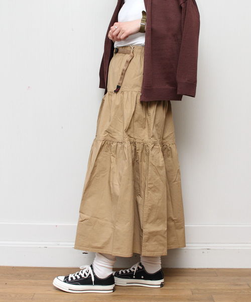 Gramicci（グラミチ）の「GRAMICCI / グラミチ ウェザーティアードスカート WEATHER TIERED SKIRT（スカート・レディース・ブラック/オリーブ/サンドベージュ/ドット/ネイビー・M）」の18枚目の写真