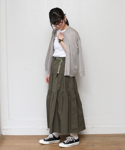 Gramicci（グラミチ）の「GRAMICCI / グラミチ ウェザーティアードスカート WEATHER TIERED SKIRT（スカート・レディース・ブラック/オリーブ/サンドベージュ/ドット/ネイビー・M）」の20枚目の写真