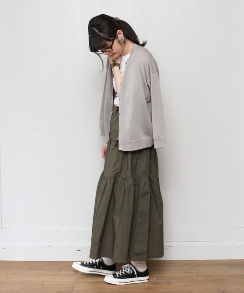 Gramicci（グラミチ）の「GRAMICCI / グラミチ ウェザーティアードスカート WEATHER TIERED SKIRT（スカート・レディース・ブラック/オリーブ/サンドベージュ/ドット/ネイビー・M）」の11枚目の写真