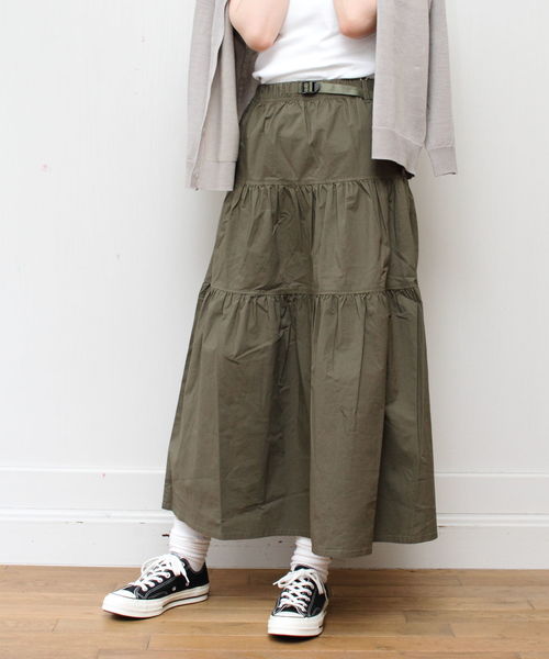 Gramicci（グラミチ）の「GRAMICCI / グラミチ ウェザーティアードスカート WEATHER TIERED SKIRT（スカート・レディース・ブラック/オリーブ/サンドベージュ/ドット/ネイビー・M）」の12枚目の写真