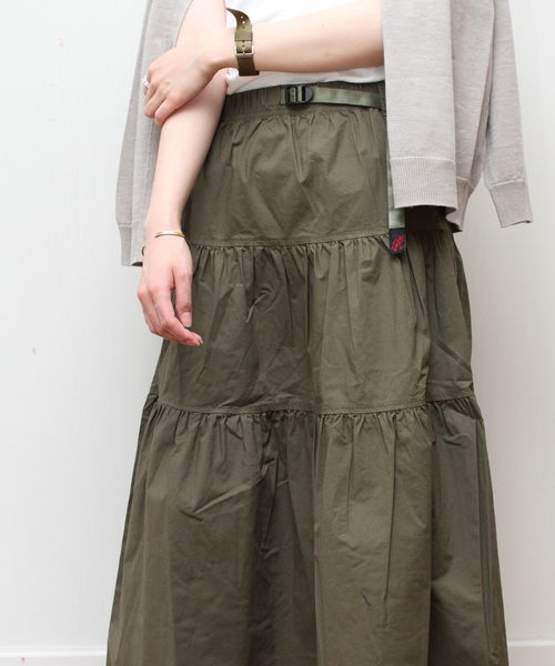 Gramicci（グラミチ）の「GRAMICCI / グラミチ ウェザーティアードスカート WEATHER TIERED SKIRT（スカート・レディース・ブラック/オリーブ/サンドベージュ/ドット/ネイビー・M）」の13枚目の写真