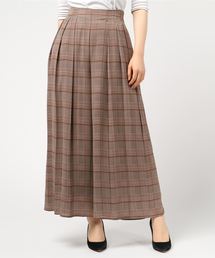 シフォンチェックタックワイドパンツ