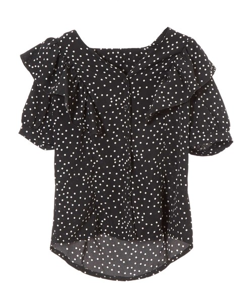 fifth（フィフス）の「ドット柄パフスリーブフリルブラウス（シャツ/ブラウス・レディース・ホワイト/ブラック・MEDIUM）」の7枚目の写真