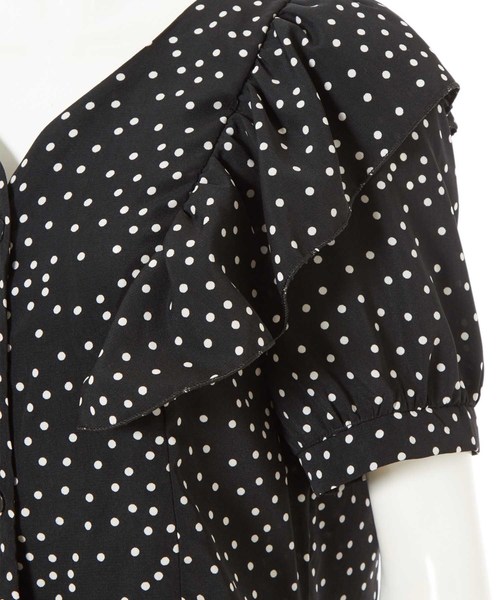 fifth（フィフス）の「ドット柄パフスリーブフリルブラウス（シャツ/ブラウス・レディース・ホワイト/ブラック・MEDIUM）」の6枚目の写真