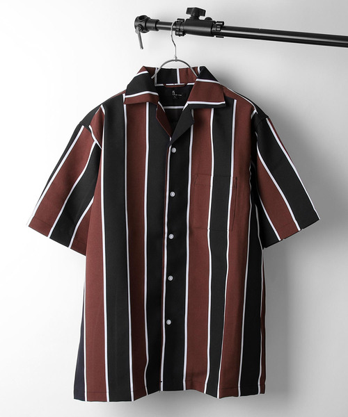 ZIP FIVE（ジップファイブ）の「【ZIP FIVE】ポリシャンブレーワイドオープンカラーシャツ / 半袖 開襟シャツ リラックス（シャツ/ブラウス・メンズ・ライトグレー/ダークブラウン/ネイビー/ピンク/グリーン系その他/キャメル/ベージュ系その他2/ブラック/ベージュ/カーキ/ベージュ系その他/ブルー系その他/チャコール/ベージュ系その他3/ブラック系/ブラック系1/グレー系/ワイン系/ブルー/ダークグリーン・LARGE/SMALL/MEDIUM/X-LARGE）」の20枚目の写真