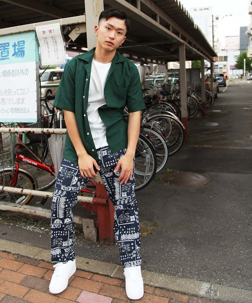 ZIP FIVE（ジップファイブ）の「【ZIP FIVE】ポリシャンブレーワイドオープンカラーシャツ / 半袖 開襟シャツ リラックス（シャツ/ブラウス・メンズ・ライトグレー/ダークブラウン/ネイビー/ピンク/グリーン系その他/キャメル/ベージュ系その他2/ブラック/ベージュ/カーキ/ベージュ系その他/ブルー系その他/チャコール/ベージュ系その他3/ブラック系/ブラック系1/グレー系/ワイン系/ブルー/ダークグリーン・LARGE/SMALL/MEDIUM/X-LARGE）」の21枚目の写真