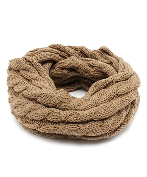 DISCOAT（ディスコート）の「【Discoat】ケーブル編みスヌード（ストール/ショール・レディース・ブラック/オフホワイト/ベージュ・ﾌﾘ-）」の3枚目の写真