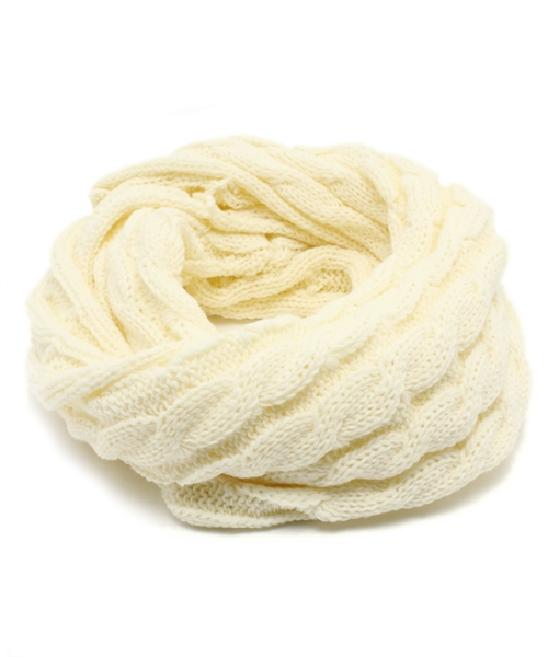 DISCOAT（ディスコート）の「【Discoat】ケーブル編みスヌード（ストール/ショール・レディース・ブラック/オフホワイト/ベージュ・ﾌﾘ-）」の2枚目の写真