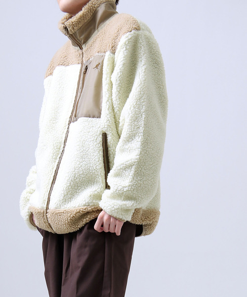 KANGOL（カンゴール）の「【KANGOL】 ワンポイント ロゴ 刺繍 シープ ボアジャケット / ボア フリース ブルゾン（ブルゾン・レディース・ブラウン/カーキ/ベージュ/オフホワイト/ブラック/ベージュ系その他2/ベージュ系その他/ホワイト系その他/ブルー/パープル・SMALL/MEDIUM/LARGE/X-LARGE）」の21枚目の写真