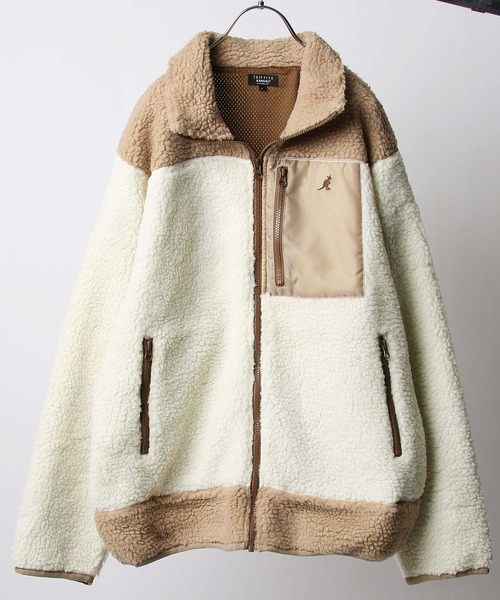 KANGOLカンゴール リバーシブル シープボアフリースジャケットブルゾン KANGOL/カンゴール別注 オーバーサイズ シープボアフリース