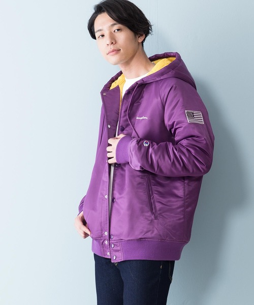Champion（チャンピオン）の「【CHAMPION/チャンピオン】フーデッドブルゾン　Ｃ３－Ｑ６０５　保温性　『Thermo Lite』　フード中綿ジャケット　星条旗（ブルゾン・メンズ・ブラック/ベージュ/パープル・MEDIUM/LARGE/X-LARGE）」の20枚目の写真