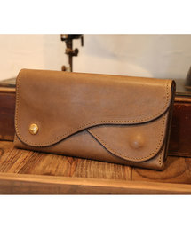 ブラウンレザー フラップ式長財布 イタリア本革製 ラウンドファスナー長財布「Pueblo ロングウォレット