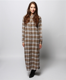 goa | ｹﾐｶﾙﾊﾞｲｵ加工 ﾈﾙﾁｪｯｸﾛﾝｸﾞｼｬﾂ(ワンピース)