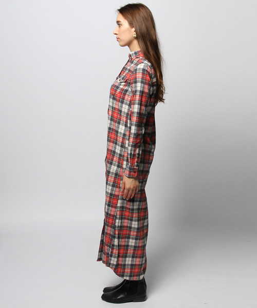 goa(ゴア)の「ケミカルバイオ加工 ネルチェックロングシャツ(ワンピース・レディース・A/B/C/D・FREE)」の11枚目の写真