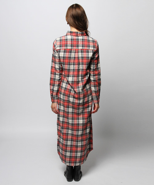 goa(ゴア)の「ケミカルバイオ加工 ネルチェックロングシャツ(ワンピース・レディース・A/B/C/D・FREE)」の9枚目の写真