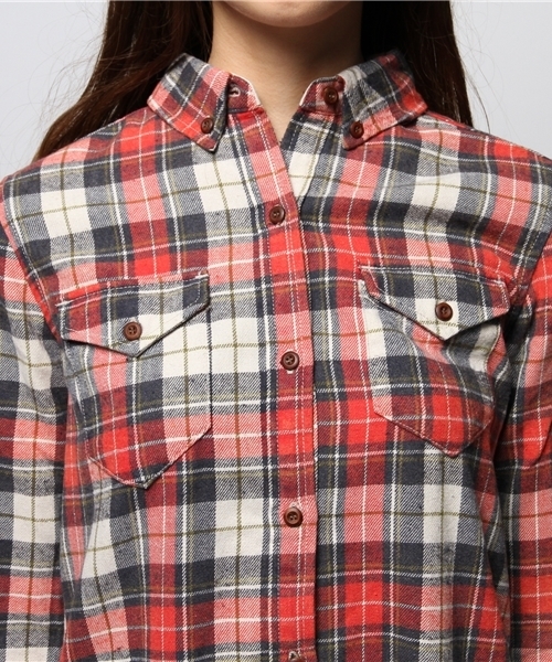 goa(ゴア)の「ケミカルバイオ加工 ネルチェックロングシャツ(ワンピース・レディース・A/B/C/D・FREE)」の12枚目の写真