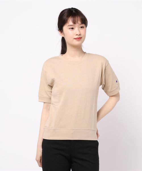 Champion（チャンピオン）の「[Champion]チャンピオン　ショートスリーブスウェットトップス（スウェット・レディース・オフホワイト/ブラック/グレー/ベージュ・FREE）」の4枚目の写真