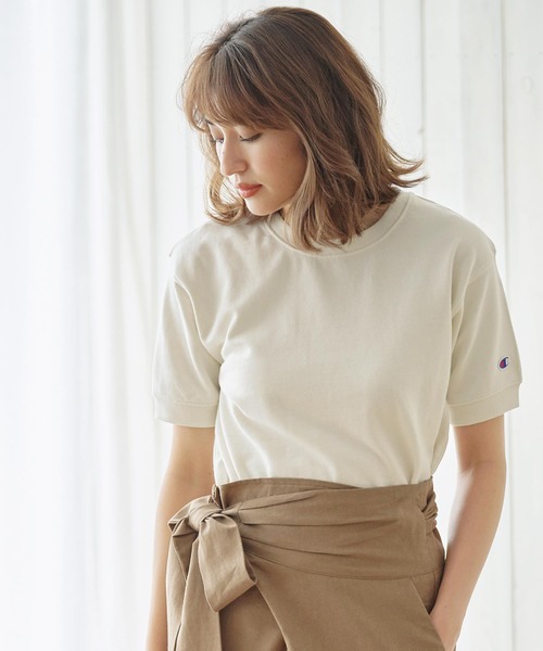 Champion（チャンピオン）の「[Champion]チャンピオン　ショートスリーブスウェットトップス（スウェット・レディース・オフホワイト/ブラック/グレー/ベージュ・FREE）」の13枚目の写真