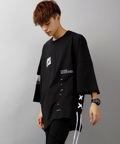 セール Re730 レースアップモンスターシルエット半袖tシャツ Tシャツ カットソー Re730 アールイーセブンサーティー のファッション通販 Zozotown