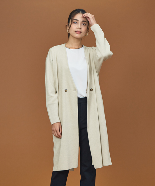 qualite（カリテ）の「ブライトコットンニットアウター（その他アウター・レディース・ライトグレー/ベージュ/ダークネイビー・フリー）」の3枚目の写真