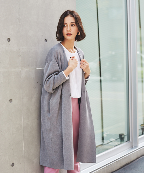 qualite（カリテ）の「ブライトコットンニットアウター（その他アウター・レディース・ライトグレー/ベージュ/ダークネイビー・フリー）」の2枚目の写真