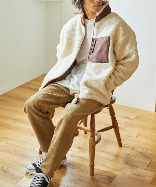 WEGO（ウィゴー）の「WEGO/ボアスタンドブルゾン（ブルゾン・メンズ・ベージュ/ホワイト/ブラウン/ライトベージュ/ブラック/ホワイト系その他/ベージュ系その他/サックスブルー/その他1/グリーン系その他・LARGE/SMALL/MEDIUM）」の14枚目の写真