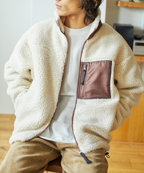 WEGO（ウィゴー）の「WEGO/ボアスタンドブルゾン（ブルゾン・メンズ・ベージュ/ホワイト/ブラウン/ライトベージュ/ブラック/ホワイト系その他/ベージュ系その他/サックスブルー/その他1/グリーン系その他・LARGE/SMALL/MEDIUM）」の15枚目の写真