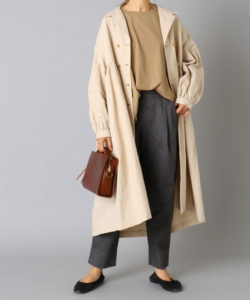 PUAL CE CIN（ピュアルセシン）の「【Ｄｕ　ｎｏｉｒ】ダブルギャザーコート（ワンピース・レディース・チャコールグレー/ベージュ・FREE）」の6枚目の写真