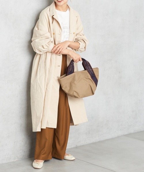 PUAL CE CIN（ピュアルセシン）の「【Ｄｕ　ｎｏｉｒ】ダブルギャザーコート（ワンピース・レディース・チャコールグレー/ベージュ・FREE）」の3枚目の写真