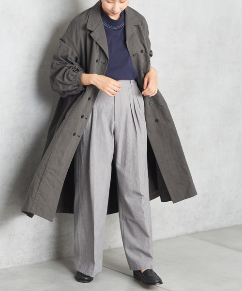 PUAL CE CIN（ピュアルセシン）の「【Ｄｕ　ｎｏｉｒ】ダブルギャザーコート（ワンピース・レディース・チャコールグレー/ベージュ・FREE）」の19枚目の写真