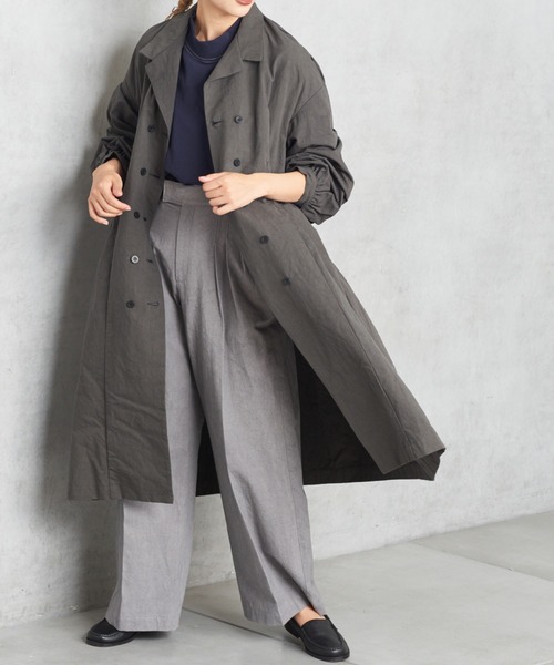 PUAL CE CIN（ピュアルセシン）の「【Ｄｕ　ｎｏｉｒ】ダブルギャザーコート（ワンピース・レディース・チャコールグレー/ベージュ・FREE）」の16枚目の写真