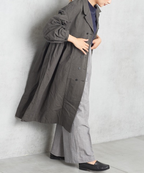 PUAL CE CIN（ピュアルセシン）の「【Ｄｕ　ｎｏｉｒ】ダブルギャザーコート（ワンピース・レディース・チャコールグレー/ベージュ・FREE）」の13枚目の写真