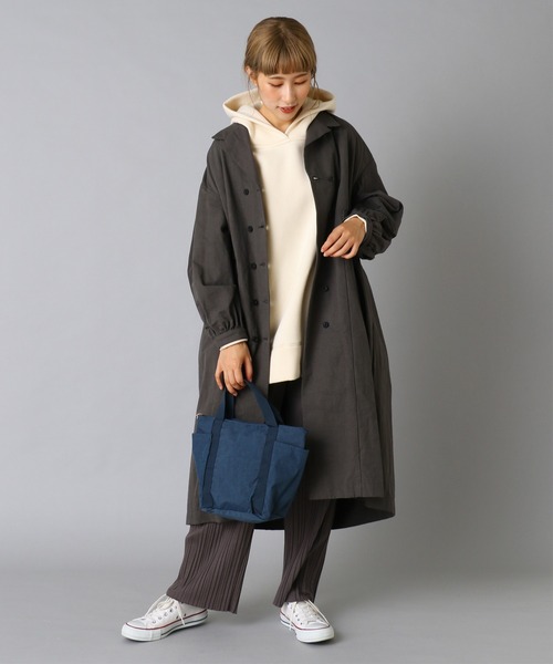 PUAL CE CIN（ピュアルセシン）の「【Ｄｕ　ｎｏｉｒ】ダブルギャザーコート（ワンピース・レディース・チャコールグレー/ベージュ・FREE）」の4枚目の写真