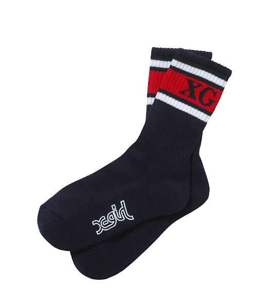 X-girl（エックスガール）の「XGIRL LINE SOCKS（ソックス/靴下・レディース・ブラック/ネイビー/ピンク・ONE SIZE）」の2枚目の写真