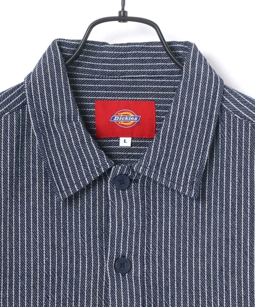 Dickies（ディッキーズ）の「Dickies/ディッキーズ オーバーサイズ ワークシャツ/CPOシャツ（シャツ/ブラウス・メンズ・ベージュ/ストライプ・M/L/XL）」の6枚目の写真