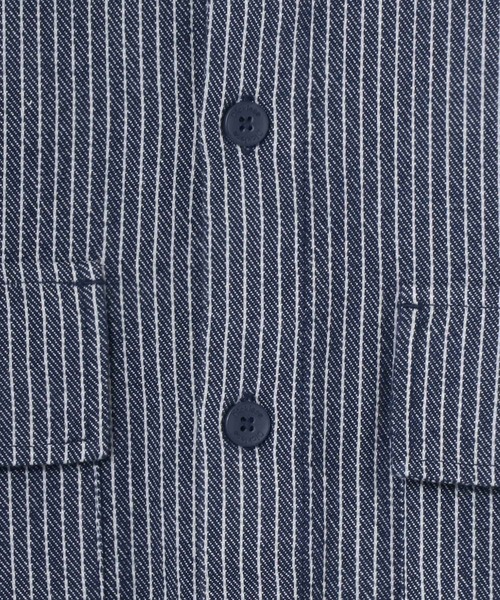 Dickies（ディッキーズ）の「Dickies/ディッキーズ オーバーサイズ ワークシャツ/CPOシャツ（シャツ/ブラウス・メンズ・ベージュ/ストライプ・M/L/XL）」の7枚目の写真