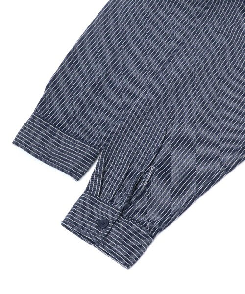 Dickies（ディッキーズ）の「Dickies/ディッキーズ オーバーサイズ ワークシャツ/CPOシャツ（シャツ/ブラウス・メンズ・ベージュ/ストライプ・M/L/XL）」の10枚目の写真