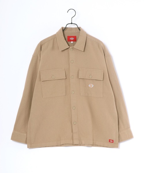 Dickies（ディッキーズ）の「Dickies/ディッキーズ オーバーサイズ ワークシャツ/CPOシャツ（シャツ/ブラウス・メンズ・ベージュ/ストライプ・M/L/XL）」の3枚目の写真