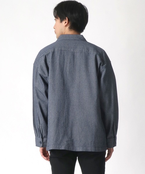 Dickies（ディッキーズ）の「Dickies/ディッキーズ オーバーサイズ ワークシャツ/CPOシャツ（シャツ/ブラウス・メンズ・ベージュ/ストライプ・M/L/XL）」の19枚目の写真