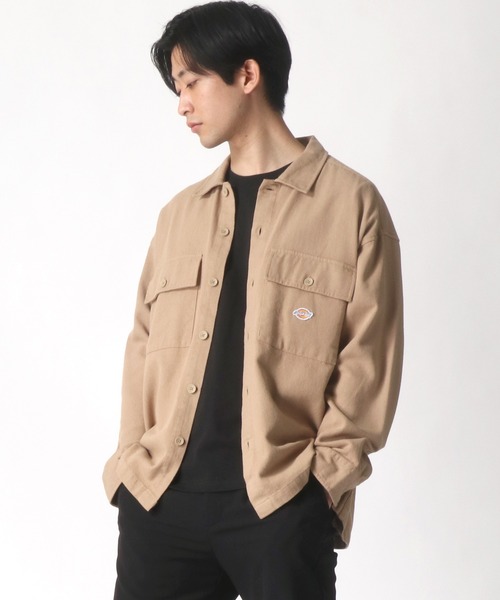 Dickies（ディッキーズ）の「Dickies/ディッキーズ オーバーサイズ ワークシャツ/CPOシャツ（シャツ/ブラウス・メンズ・ベージュ/ストライプ・M/L/XL）」の13枚目の写真
