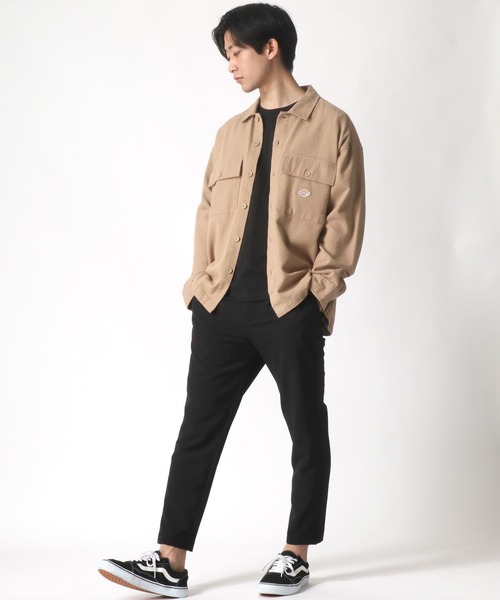 Dickies（ディッキーズ）の「Dickies/ディッキーズ オーバーサイズ ワークシャツ/CPOシャツ（シャツ/ブラウス・メンズ・ベージュ/ストライプ・M/L/XL）」の21枚目の写真