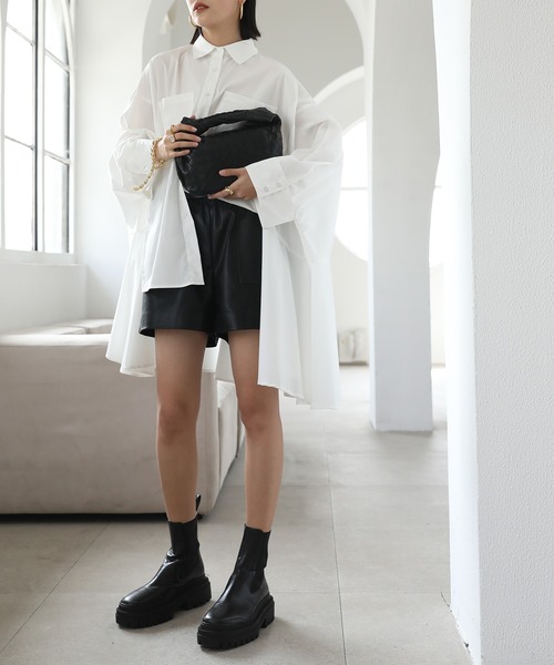 chuclla(チュクラ)の「【chuclla】【2021/SS】Gather leather short pants sb-4 chw1449(その他パンツ・レディース・ブラック・S/M)」の7枚目の写真