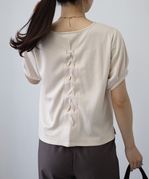 ホワイト レースアップシャツ 未使用タグ付き 未使用タグ付き ブラウス 13号 LL 長袖 レース 刺繍 花 ホワイト